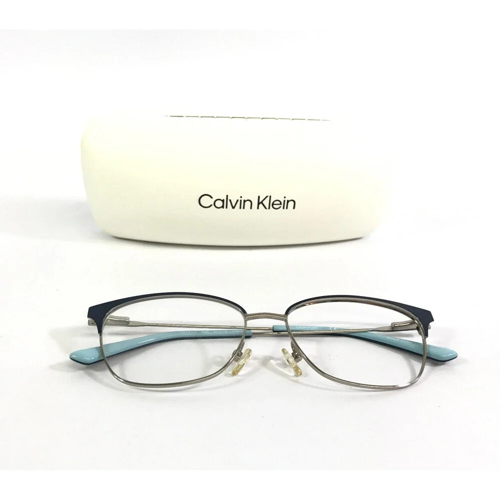 Calvin Klein Eyeglasses Frame CK18108 430 Teal Silver Blue Cat Eye 52-15-135